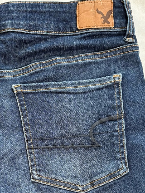 AMERICAN EAGLE OUTFITTERS Super Stretch MIDI Denim Jean Shorts Dark Wash 8 - Picture 5 of 8